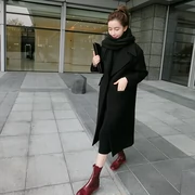 2017 mùa đông áo len retro coat của phụ nữ Hàn Quốc phiên bản của phần dài của phóng đại sinh viên len phù hợp với phù hợp với nhỏ