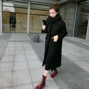 2017 mùa đông áo len retro coat của phụ nữ Hàn Quốc phiên bản của phần dài của phóng đại sinh viên len phù hợp với phù hợp với nhỏ áo dạ dáng ngắn trẻ trung