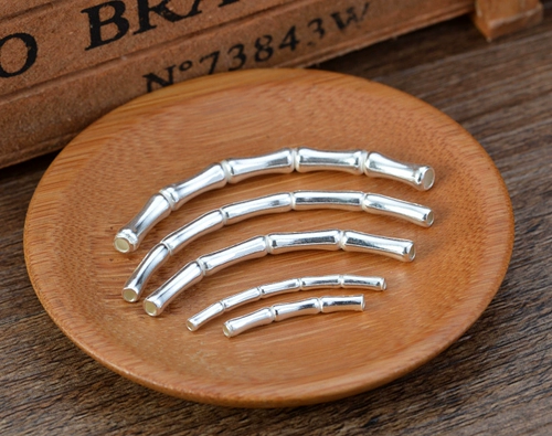 Материал с аксессуарами ручной работы с бусинами, глянцевая бамбуковая изогнутая трубка, браслет, аксессуар, «сделай сам», серебро 925 пробы