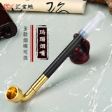 Краткое стиль старая модная мешка для дыма старые ингредиенты Paiguang Сандаловая дымовая труба, двухцелевая мешок для дыма мужской борьба с борьбой с засухой пожилой засухо