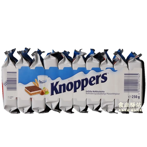 Немецкий импортный закусок Knoppers Milk jawelrind шоколадное печенье 250 г/10 мешков из пяти слоев бутербродов