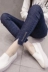 2019 quần jean mới của Hàn Quốc thời trang chia chữ chín quần nữ cạp cao eo thon chân quần