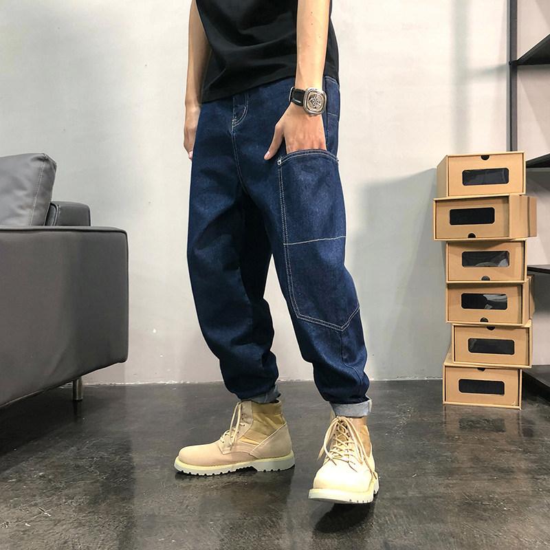 Hong Kong high-end trendy brand loose wide-leg Japanese dad workwear jeans for men, 9/10 spring/summer casual Harem pants Specification image