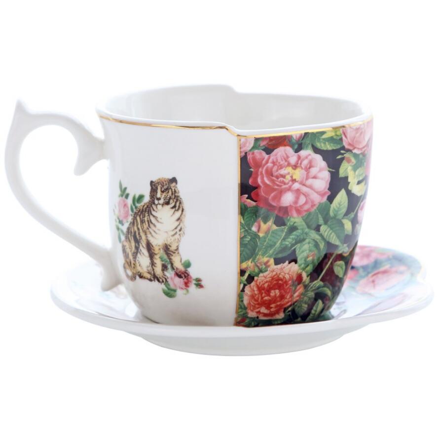 GBlue and white Export britain afternoon tea Cup set coffee cup teacup chinese and western Irregular Ceramic cup