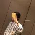 HG Heige dọc sọc dài tay áo sơ mi áo sơ mi nữ Fan Hàn Quốc sang trọng theo phong cách retro đứng đầu mùa thu 2018 Thu Hồng Kông
