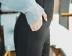 Thắt lưng cao bên hông quần nữ màu đen siêu cao eo thon gọn quần phù hợp với quần chín điểm quần quần mùa thu và mùa đông
