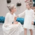 Châu âu và Hoa Kỳ cha mẹ và con váy ren váy 2018 mới thời trang màu rắn ăn mặc mẹ ăn mặc cô gái ăn mặc công chúa váy triều Trang phục dành cho cha mẹ và con