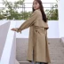 2018 mùa thu mới sang trọng của Hàn Quốc áo khoác đôi raglan tay áo dài phần trên đầu gối bên khe gió nữ Trench Coat