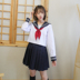 Nhật Bản cao cấp JK đồng phục màu tím màu ba ngực thủy thủ màu trắng phù hợp với Kansai ve áo dài tay phù hợp với đồng phục học sinh các mẫu áo sơ mi đẹp Áo sơ mi