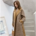 Chống mùa áo khoác nữ kẻ sọc Hepburn gió áo len trong phần dài của phiên bản Hàn Quốc của 2018 mới dày len mùa thu và mùa đông Trung bình và dài Coat