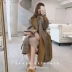 Chống mùa áo khoác nữ kẻ sọc Hepburn gió áo len trong phần dài của phiên bản Hàn Quốc của 2018 mới dày len mùa thu và mùa đông áo kaki nữ Trung bình và dài Coat