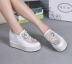 2017 phiên bản Hàn Quốc của rhinestone lưới thấp để giúp giày da đơn nữ tăng cao muffin dày nêm đáy với giày cỡ nhỏ thông thường - Giày cắt thấp