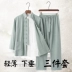 Phong cách Trung Quốc Tang phù hợp với người trung niên và người cao tuổi phù hợp với phong cách Trung Quốc Hanfu giản dị đàn ông mùa hè mỏng ba mảnh phù hợp với bố
