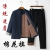 Trung niên và người cao tuổi Tang phù hợp với vai áo khoác cotton phù hợp với mùa đông ấm áp vải lanh cotton áo khoác nam phong cách Trung Quốc Hanfu phong cách Trung Quốc Trang phục dân tộc