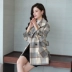 2018 mới mùa thu và mùa đông nước hoa nữ nhỏ nhắn Slim ngắn phiên bản Hàn Quốc của áo khoác len kẻ sọc ngắn - Áo khoác ngắn