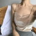 Retro Hồng Kông hương vị chic sexy tính khí nhung bọc ngực eo áo Slim vú tăng cường V-Cổ vest sling nữ mùa xuân Áo ba lỗ