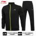 Bộ đồ thể thao Li Ning phù hợp với nam mùa thu mới cộng với áo len nhung áo len quần âu phù hợp với áo khoác AWEM029 - Thể thao sau Thể thao sau