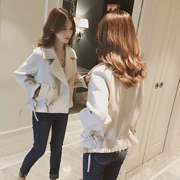 2018 phiên bản Hàn Quốc của áo dây rút eo thắt lưng mới đoạn ngắn mùa thu và áo khoác mùa đông nhỏ học sinh gầy gò