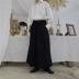 Sunyvonne Yoji Yamamoto thiết kế thích hợp retro cung tay áo phồng tay dài lỏng lẻo áo sơ mi nữ tay dài form rộng Áo sơ mi dài tay