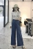 Hồng Kông hương vị chic gió side zipper cao eo quần chân rộng của phụ nữ hoang dã retro quần chân dài jeans triều thời trang công sở nữ Quần jean
