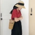 Hàn quốc phiên bản của chic retro phong cách red dot ngắn tay áo V-Cổ áo + phần dài cao eo váy phù hợp với nữ mùa hè thời trang nữ 2021 Bộ đồ