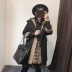 Syler colorblock coat thiết kế ban đầu vintage cảm xúc cũ 18 năm mùa thu áo dài trùm đầu cô gái Trung bình và dài Coat