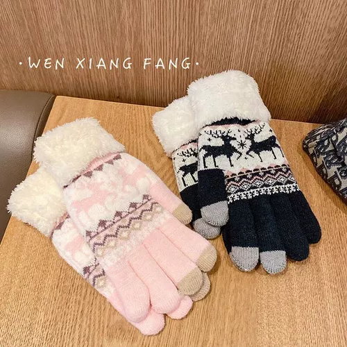 Брендовые милые утепленные перчатки, в корейском стиле