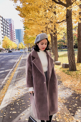2017 mới của Hàn Quốc phiên bản của nhung giả len áo của phụ nữ mùa đông Hàn Quốc phần dài của nhung nước len áo triều