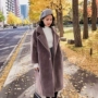 2017 mới của Hàn Quốc phiên bản của nhung giả len áo của phụ nữ mùa đông Hàn Quốc phần dài của nhung nước len áo triều áo khoác nữ dáng suông