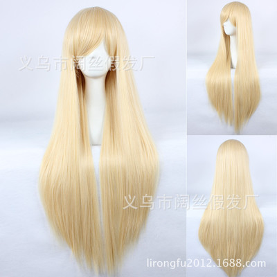 taobao agent Wig COSPLAY fake hairless battle 80cm light gold high temperature wire long discovery special price out of long straight hair