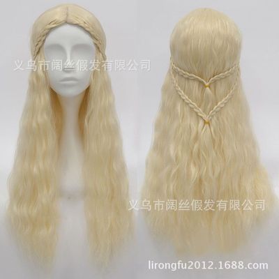 taobao agent The Song of Ice and Fire Dennilis Tanglian 1 meters of light golden yellow long hair long curly hair fake hair cos wigs