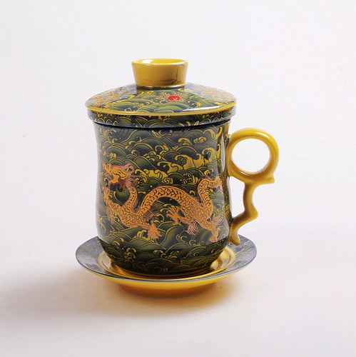 Керамическая чашка офиса личная чашка чашка чашка чай чай чай чашка чашка чашка цветочной чашкой черной золотой пион чашка