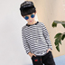 Áo thun cotton tay dài cotton 2019 xuân hè mới Áo thun sọc trắng đen mới trong quần big boy phiên bản Hàn Quốc mỏng t - Áo thun áo thun 3 lỗ cho bé trai Áo thun