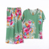 2018 bông lụa đồ ngủ phù hợp với nữ mùa hè sọc trung niên mặc để gửi mẹ bông lụa đồ ngủ ngắn tay quần Bộ Pajama