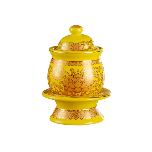 Будда костюм перед Буддой для фруктовой тарелки водяной чашки дома для Будды без слова Желтая лотос керамическая горелка для буддийского набора
