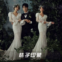 Реквизит для фотографии, рабочое белое свадебное платье для влюбленных, облегающий крой, крой «рыбий хвост»