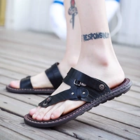 2018 mùa hè mới mềm da mềm dưới flip flops kéo kích thước lớn người đàn ông giản dị của dép bãi biển không trơn trượt dép và dép đi trong nhà dép sandal nam