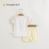 Tong Taixia new baby cotton nửa tay áo phù hợp với 9-12-18 tháng người đàn ông và phụ nữ vai mở ngắn tay áo quần short