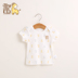 Tong Tai 2018 new baby cotton nửa tay T-Shirt mùa hè 6-12 tháng bé vòng cổ áo thun ngắn tay áo mở vai Áo thun