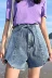 Mùa hè mới không thường xuyên ren cao eo là mỏng quần chân rộng triều thời trang sinh viên hoang dã quần short denim hot quần phụ nữ Quần jean