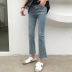 Mùa xuân mới retro màu sắc ánh sáng cao eo slim slimming cạnh micro-horn chín quần jeans phụ nữ quần thẳng triều quần jean lửng nữ Quần jean