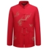 Mùa xuân và mùa hè 2022 Tang phù hợp với phong cách Trung Quốc của đàn ông trung niên dài tay áo sơ mi mỏng cổ đứng quần áo màu đỏ áo khoác mùa thu nam