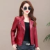 Mùa xuân 2019 mới và áo khoác nữ Hained leather ngắn phiên bản nhỏ của Hàn Quốc với kiểu dáng thon gọn phù hợp với áo khoác da xe máy - Quần áo da áo khoác da lộn lót lông nữ Quần áo da