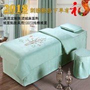 Bông đẹp trải giường bốn bộ đơn giản màu xanh lá cây thẩm mỹ viện Trung Quốc y học cơ thể massage đặc biệt màu rắn giường bìa tùy chỉnh