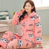 Phụ nữ mùa thu và mùa đông dày ba lớp lông cừu san hô quilt bộ đồ ngủ mùa đông flannel ấm áo cotton đồ bộ đẹp Pyjama
