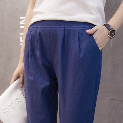 Cotton và linen quần phần mỏng Hàn Quốc phiên bản của cắt quần linen feet quần quần harem lỏng sinh viên tám quần mùa hè quần