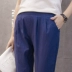 Cotton và linen quần phần mỏng Hàn Quốc phiên bản của cắt quần linen feet quần quần harem lỏng sinh viên tám quần mùa hè quần quần baggy nữ Quần Harem