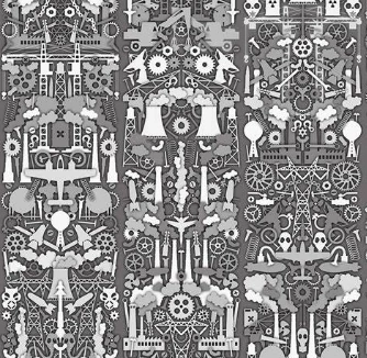 Импортная студийная работа обои 1-индустрия 2-лабиринтная 3-первая настенная роспись