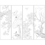 SP3 Весна, лето, осень и зима, белый трейлер 34 × 104 см/Чжан Гухуа Цветок, птицы и птичья ручка, копирование драфта