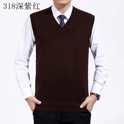 Hàng dệt kim trung niên 60-tuổi của người đàn ông áo len vest v-cổ áo len vest nam len vest vest vai phần mỏng áo vest len nam Dệt kim Vest